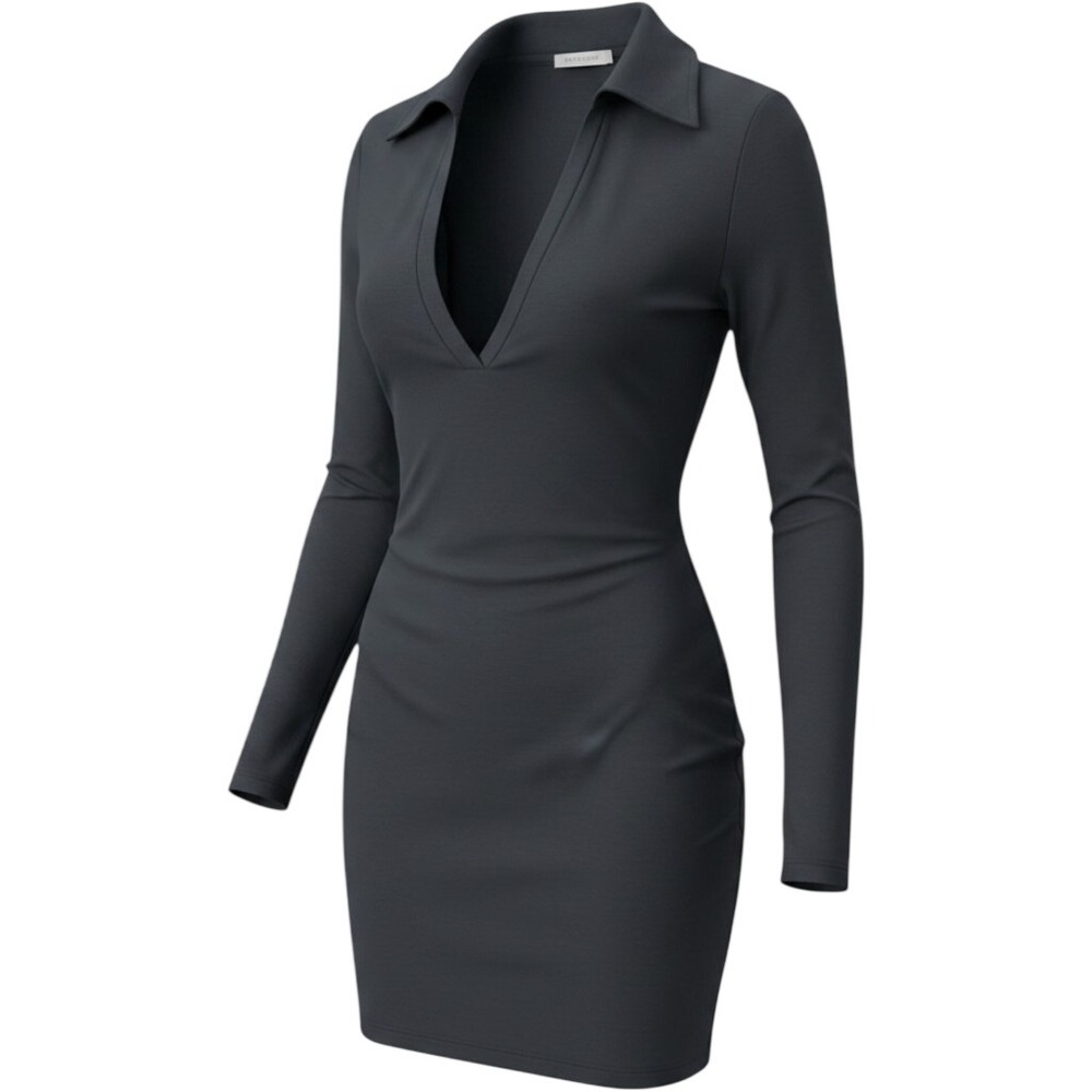 Babaton NWT Sullivan Contour Dress Herbage Green Deep V-Neck Long Sleeve Mini XS - Picture 1 of 7
